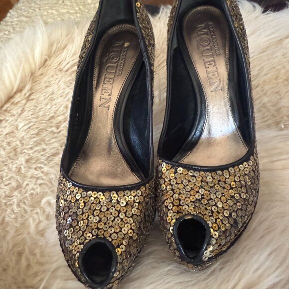 Vintage Alexander Mcqueen sequin platform shoes Size 36.5 - Picture 4 of 11